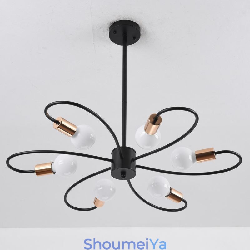 素朴なシャンデリア 6 ライト クラシックな花びら天井吊り下げライト