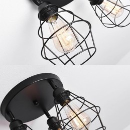 工業用フラッシュマウント天井照明器具 3 ライト メタルケージ天井ランプ