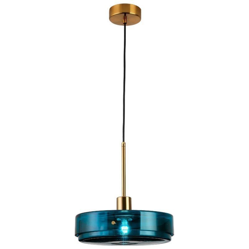 ラウンドケーキガラスペンダントライトモダンミニマリスト錬鉄天井ライト