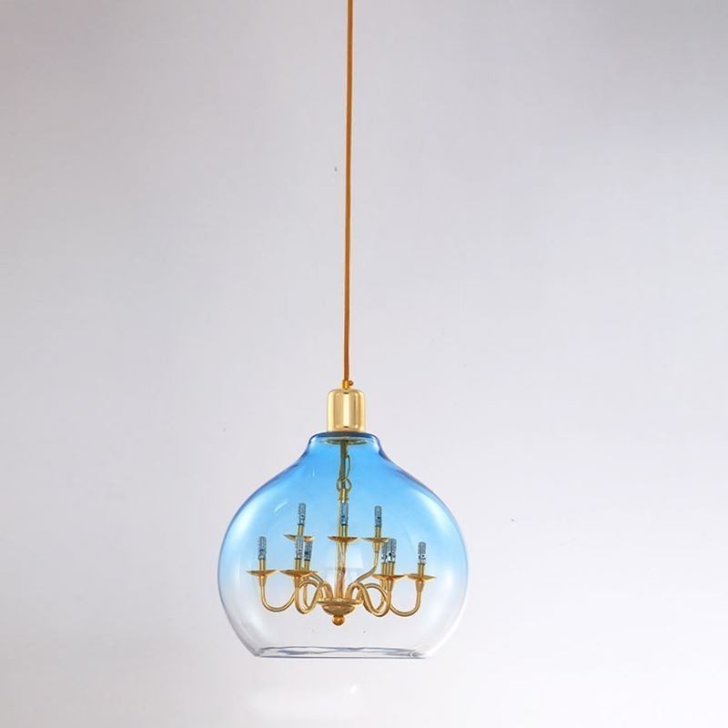 ガラスペンダントライト モダンミニマリスト 錬鉄製天井ライト 9灯