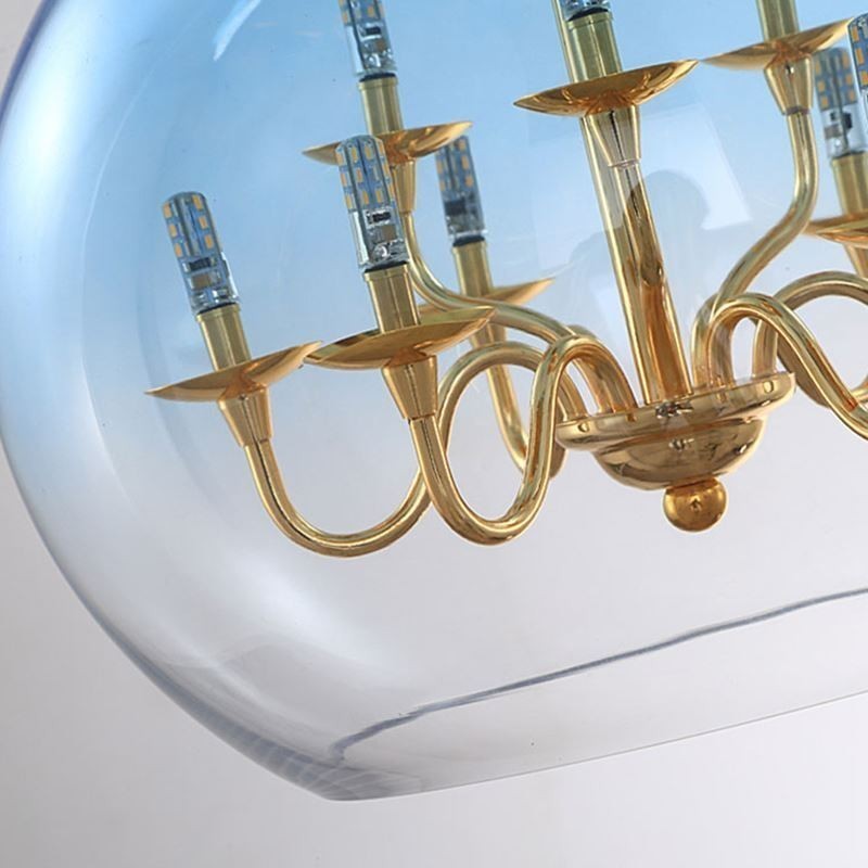 ガラスペンダントライト モダンミニマリスト 錬鉄製天井ライト 9灯