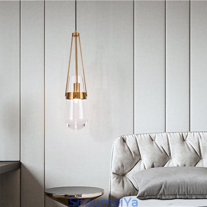 ウォータードロップガラスペンダントライト モダンミニマリスト錬鉄製小型天井ライト