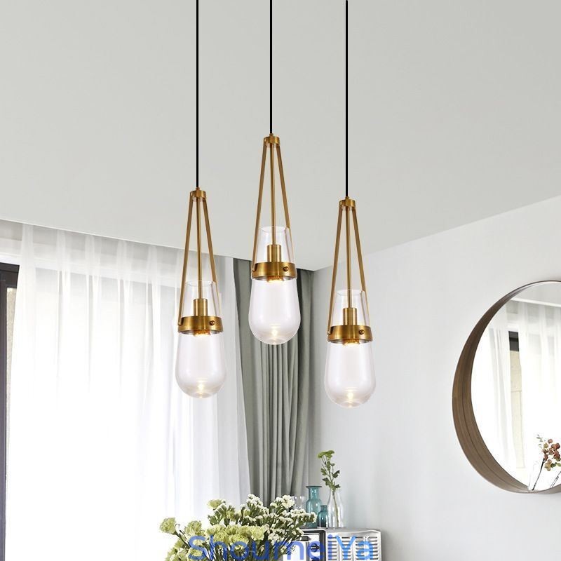 ウォータードロップガラスペンダントライト モダンミニマリスト錬鉄製小型天井ライト