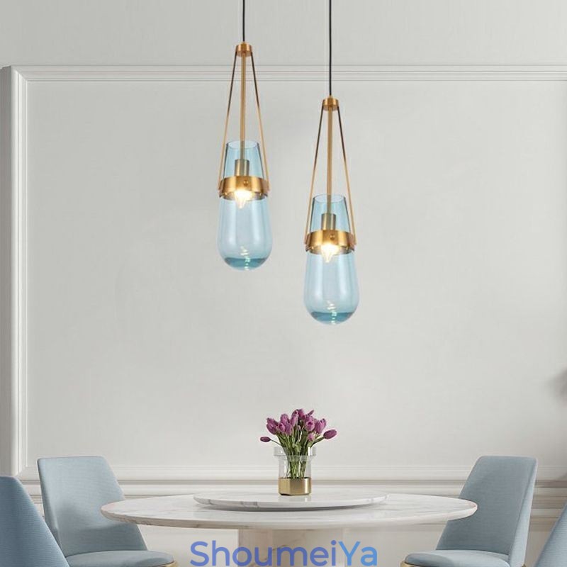 ウォータードロップガラスペンダントライト モダンミニマリスト錬鉄製小型天井ライト