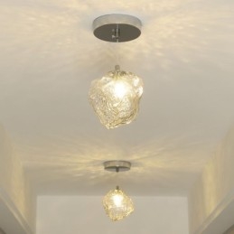 ガラスペンダントライト レトロ装飾ランプ アイスキューブ型ランプシェード