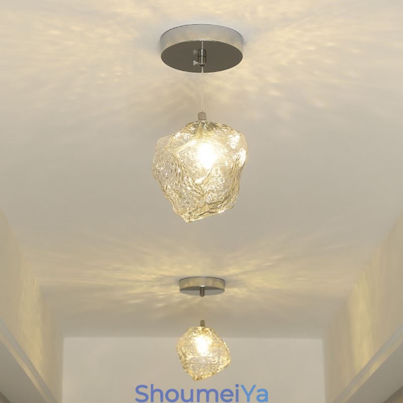 ガラスペンダントライト レトロ装飾ランプ アイスキューブ型ランプシェード