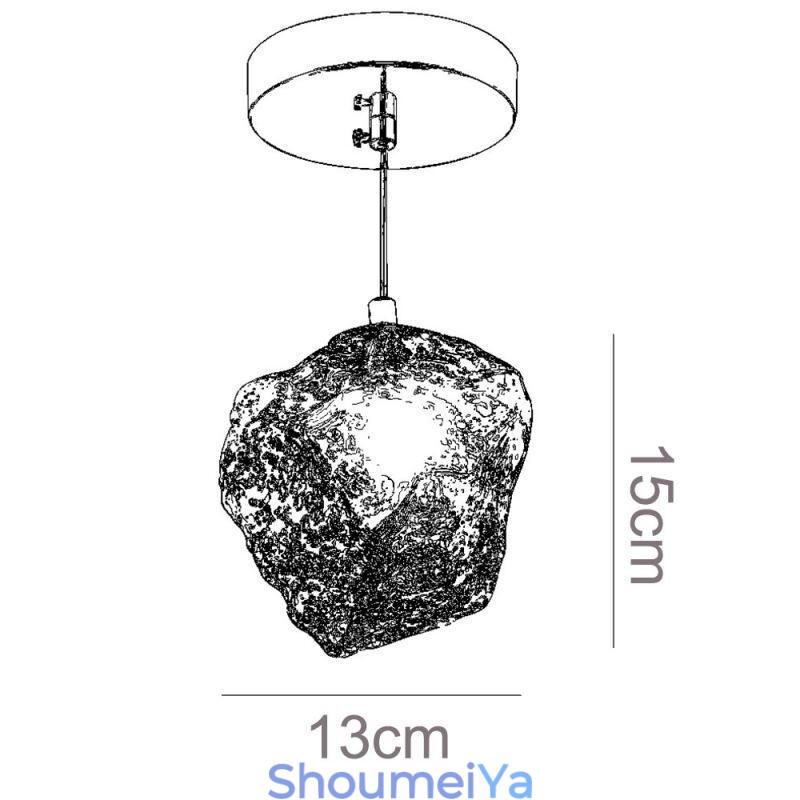 ガラスペンダントライト レトロ装飾ランプ アイスキューブ型ランプシェード