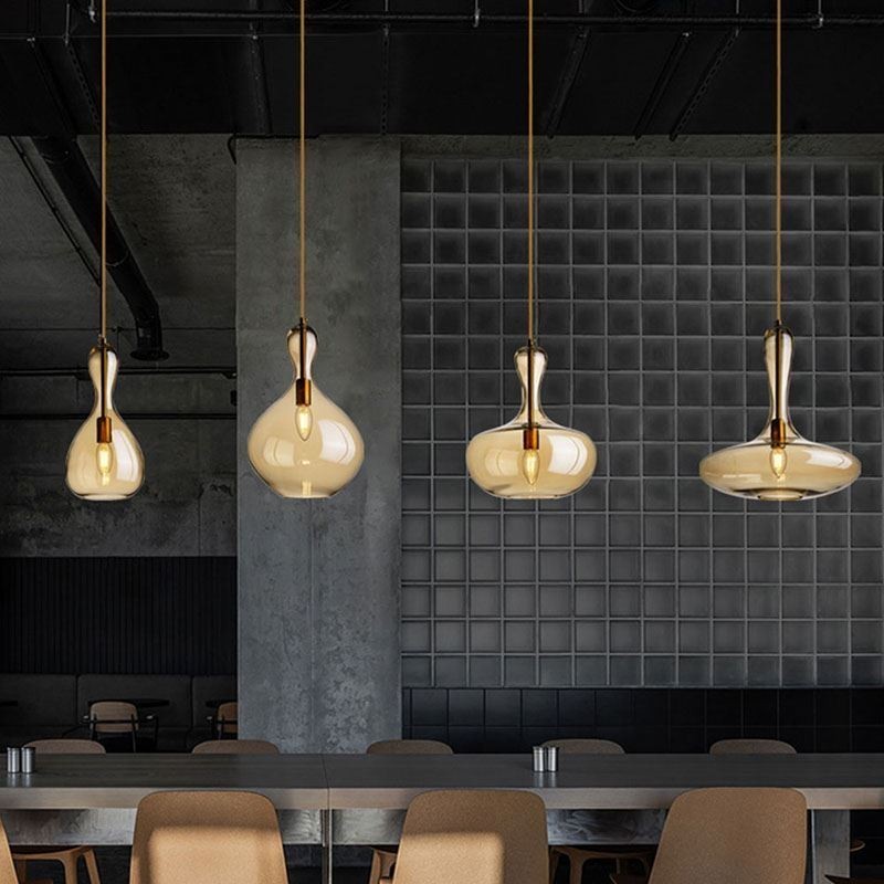 北欧ガラスペンダントライト アンバーシェード 天井照明