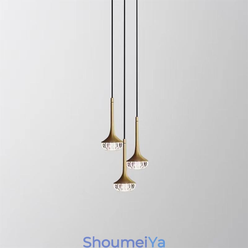 モダンなガラスペンダントライト 錬鉄ガラス天井ライト