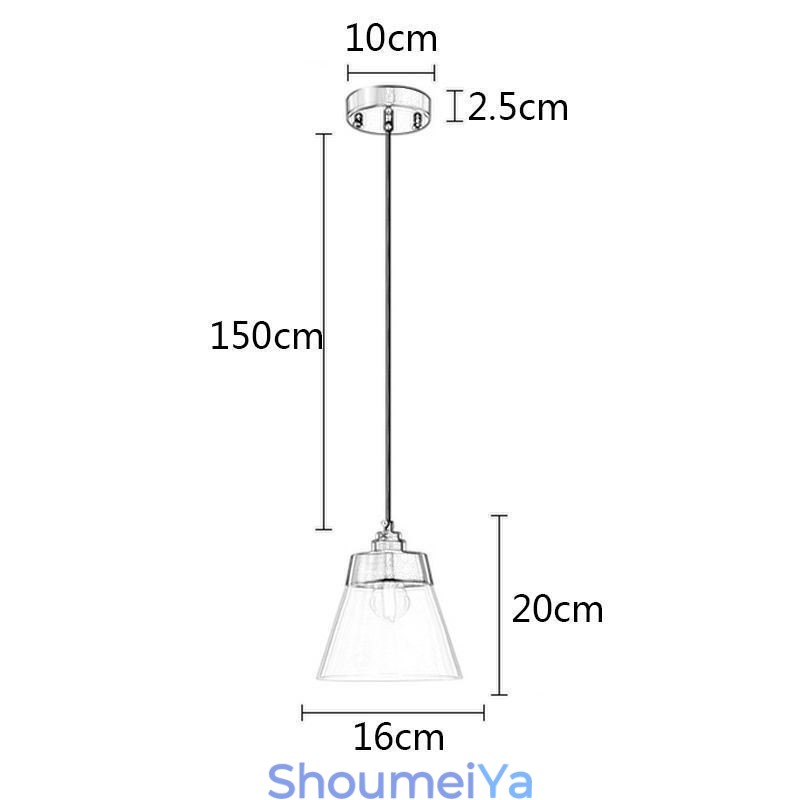 モダンなガラスペンダントライト 透明ガラスシェード付きシングル吊り下げペンダント照明