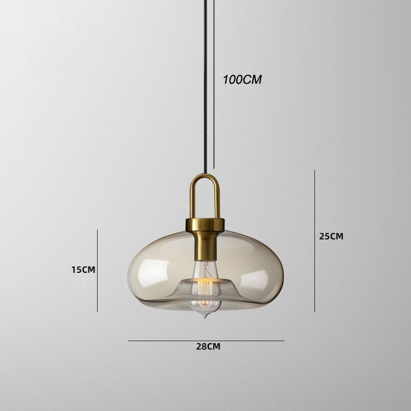 ガラスシェードアイランド付き3灯ペンダントライト