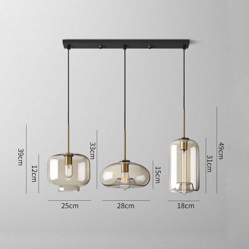 3 ライト ガラス ペンダント ライト クラシック クラスター 吊り下げ照明器具 カフェ
