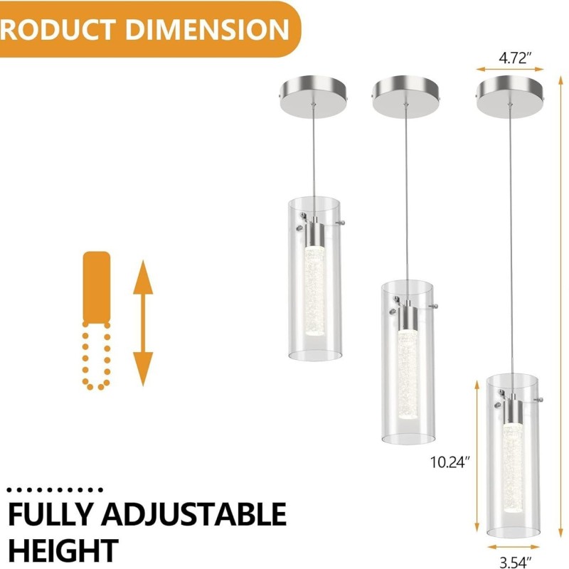 3 ライト アーティスティック ペンダント ライト ガラス シェード付き G4 電球ベース