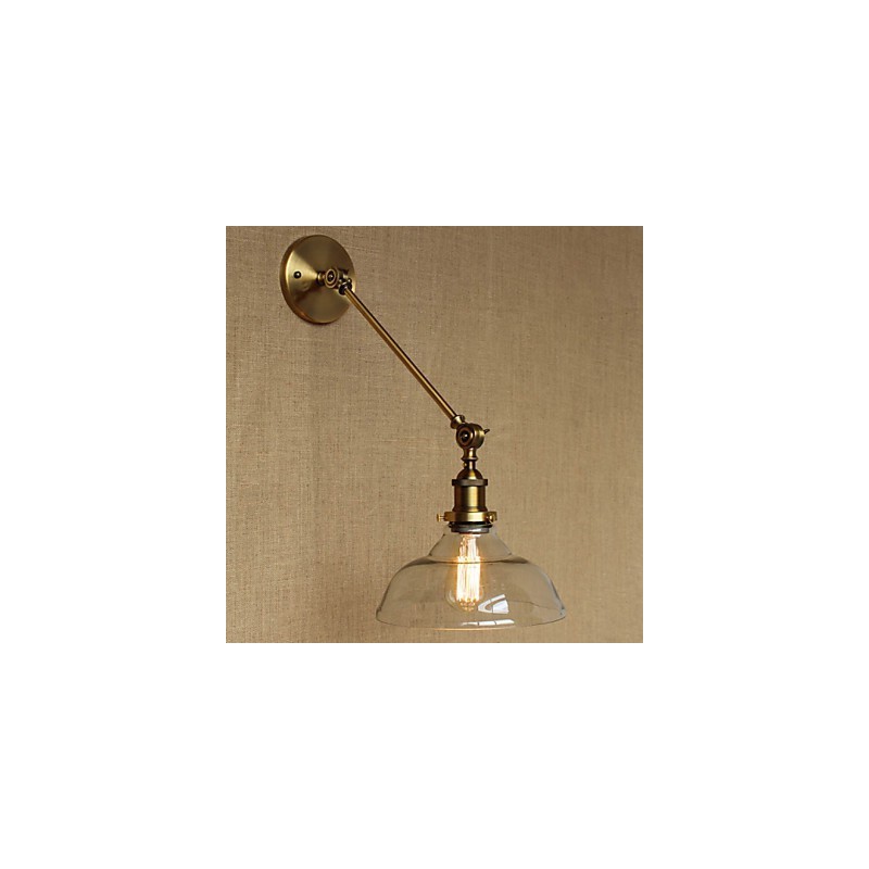 アイアンガラスブロンズ真鍮アームスタイルレトロクリエイティブアメリカンカントリーホールベッドルームウォールランプ