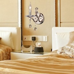 クリスタルキャンドルウォールライトモダンコンテンポラリーメタル