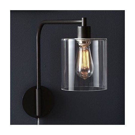 ガラスドラムシェード付きモダンウォールライト