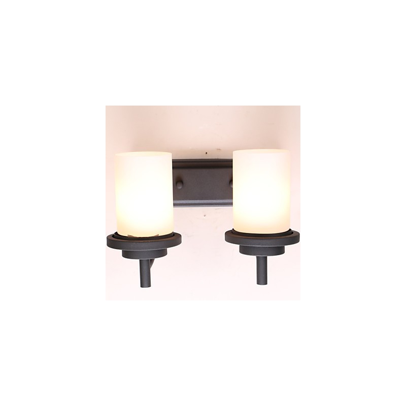 2*レトロアイアンクラシックスタイルウォールライト、ペイント加工、フロストガラス