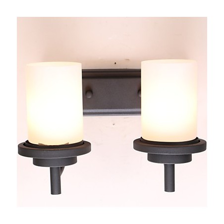 2*レトロアイアンクラシックスタイルウォールライト、ペイント加工、フロストガラス