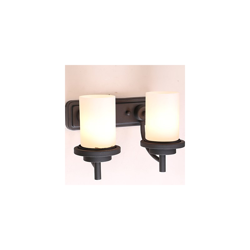 2*レトロアイアンクラシックスタイルウォールライト、ペイント加工、フロストガラス