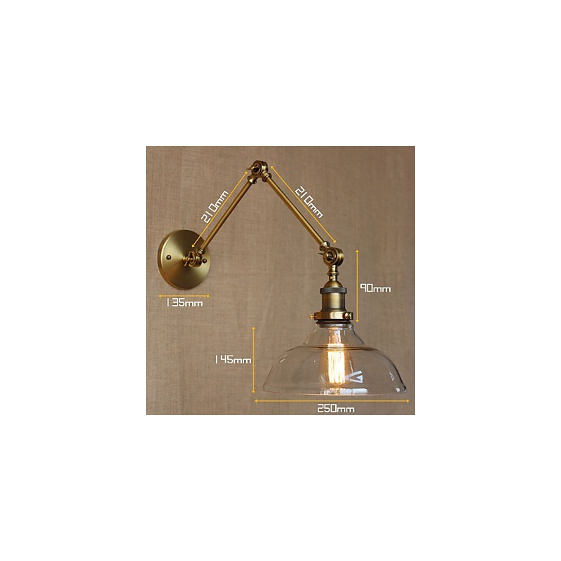 ロフトスタイルのデザイナーランプ モダンなガラスブロンズカフェ装飾壁ランプ