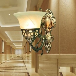 ヨーロッパの壁ランプ 金属素材メッキ ブロンズ照明 ベッドサイド リビングルーム フロントミラー バルコニーランプ付き