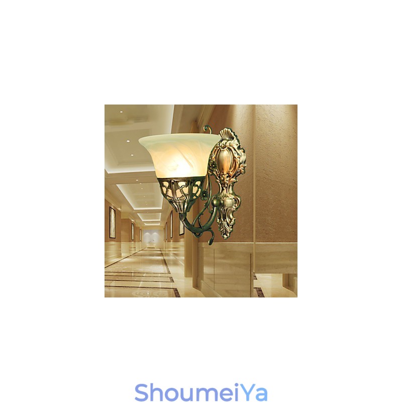 ヨーロッパの壁ランプ 金属素材メッキ ブロンズ照明 ベッドサイド リビングルーム フロントミラー バルコニーランプ付き