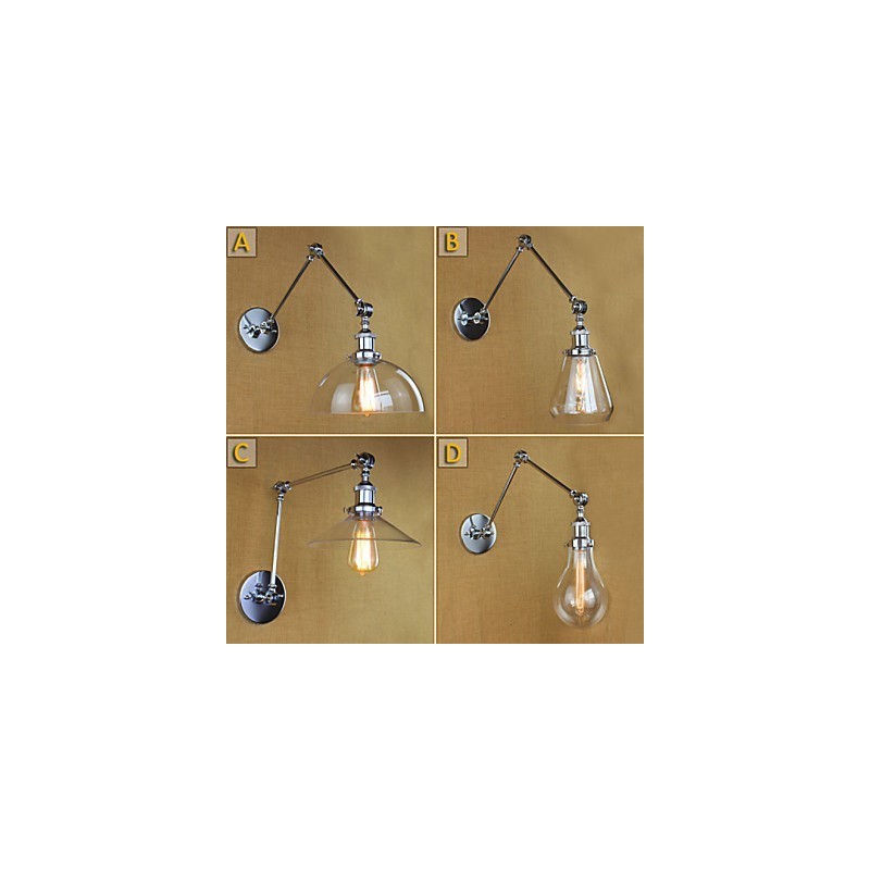 クロームガラス伸縮式レトロウォールランプ