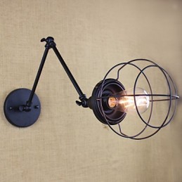 スタイルベッドホテルレストランプロジェクトアイアンアームダブルレトロヴィンテージブラックベルトウォールランプスイッチ