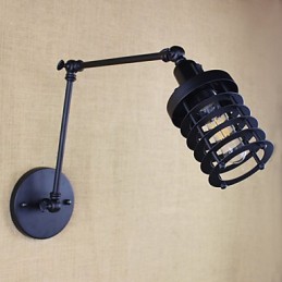 スタイルベッドホテルレストランプロジェクトアイアンアームダブルレトロヴィンテージブラックベルトウォールランプスイッチ
