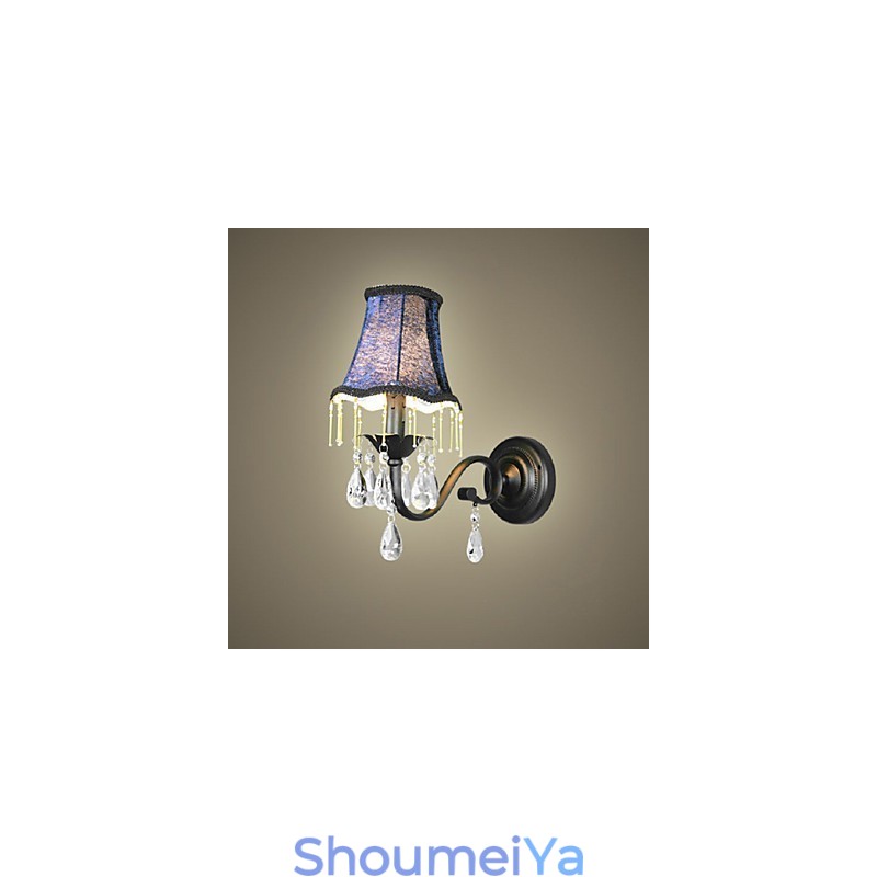 ヨーロッパとアメリカでベストセラーのファブリックランプシェード付きクリスタルウォールランプ