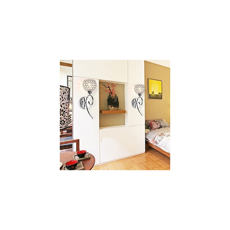 壁取り付け用燭台 読書用壁ライト クリスタル ミニスタイル モダン コンテンポラリー メタル