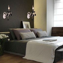 キャンドル電球付きブラッククリスタルウォールライト