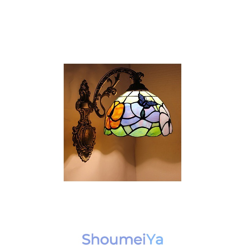 ヨーロッパの地中海風の田舎風クリエイティブな錬鉄製ウォールランプガラスライト