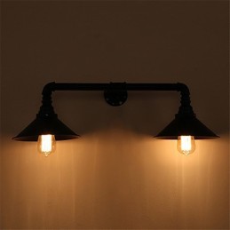 2ヘッドレトロインダストリアルパイプウォールライトシンプルロフトブラックメタルダイニングルームキッチンバーカフェ装飾照明