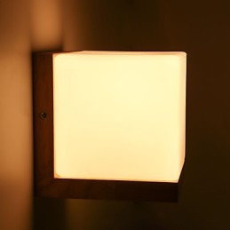 木製壁取り付け用燭台 ガラスシェード 110V または 220V カントリーノベルティ