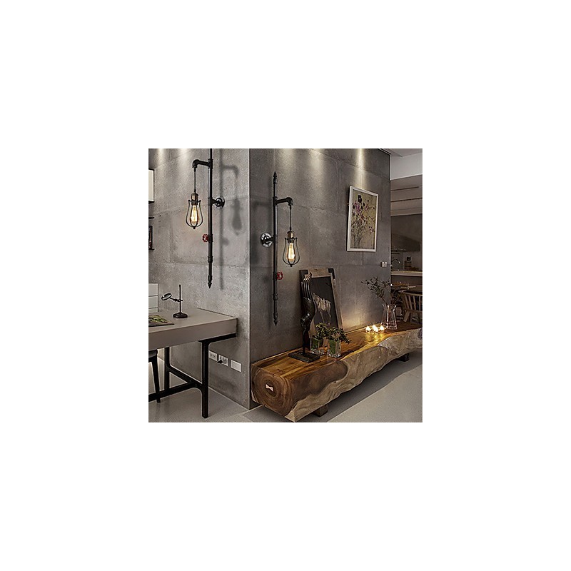 レトロな工業用パイプ壁ライトシンプルなロフトブラックバードケージメタルリビングルームダイニングルームキッチンバーカフェ装飾照明