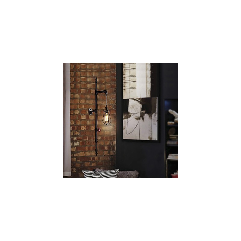 レトロな工業用パイプ壁ライトシンプルなロフトブラックバードケージメタルリビングルームダイニングルームキッチンバーカフェ装飾照明