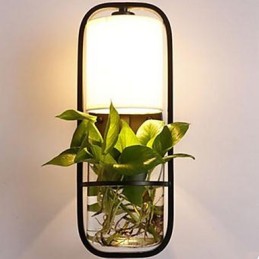 モダンな鉄製のクリエイティブな鉢植え植物ガラス製ウォールランプ