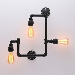 3ヘッドヴィンテージ工業用パイプウォールライトブラッククリエイティブライトレストランカフェバー装飾照明