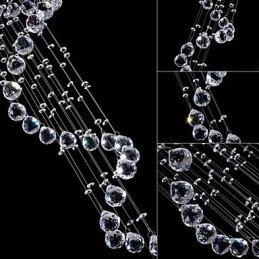 クリスタルペンダントライト シャンデリア照明 5灯 シルバー キャンポイ クリア K9 クリスタル ヘリックス 天井ランプ