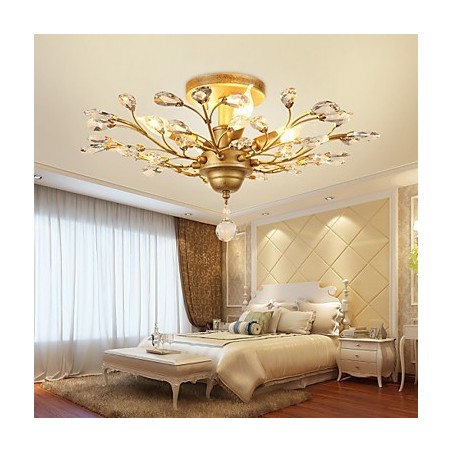 ヴィンテージ クリスタル フラッシュマウント メタルペインティング ブラックまたはゴールド