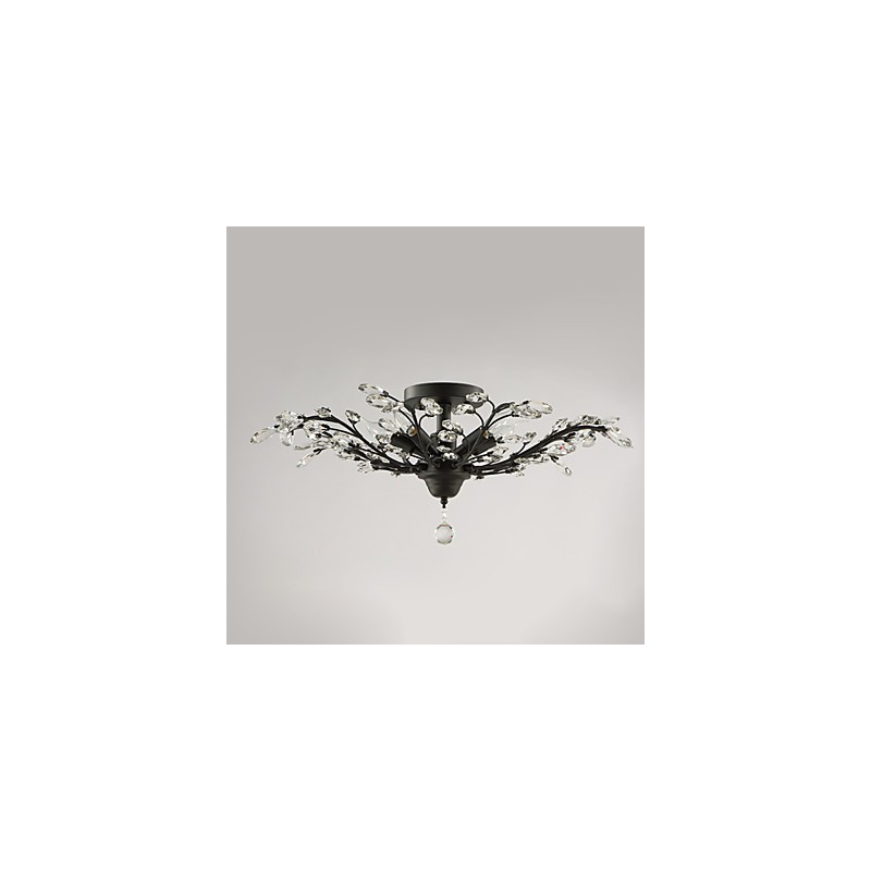 ヴィンテージ クリスタル フラッシュマウント メタルペインティング ブラックまたはゴールド