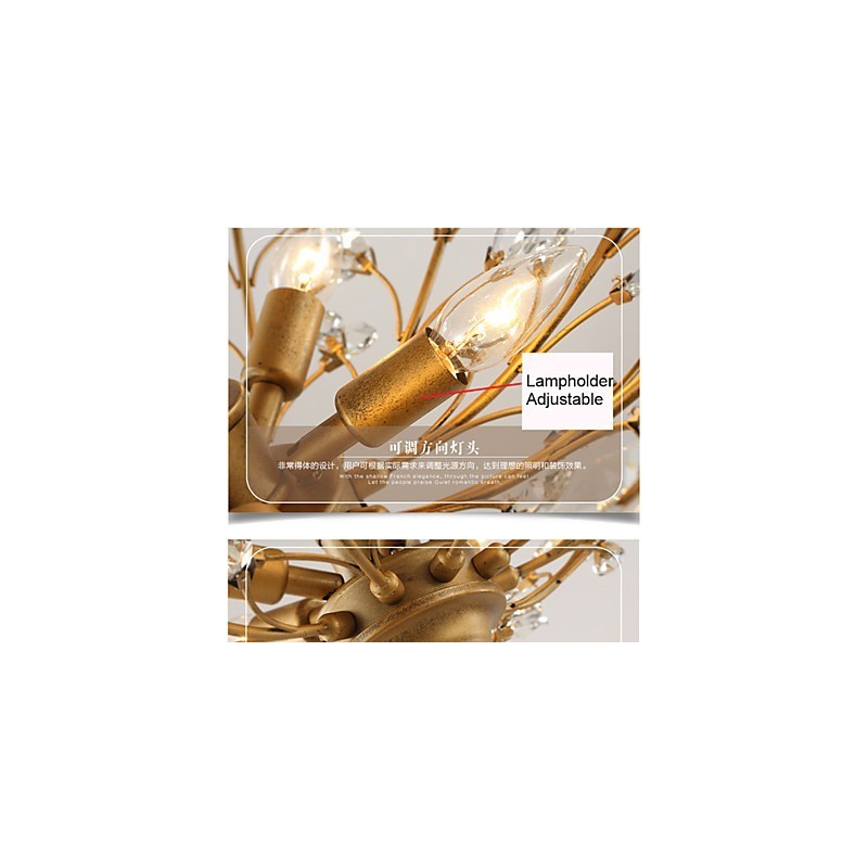 ヴィンテージ クリスタル フラッシュマウント メタルペインティング ブラックまたはゴールド