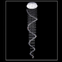 クリスタルペンダントライト シャンデリア照明 5灯 シルバー キャンポイ クリア K9 クリスタル ヘリックス 天井ランプ