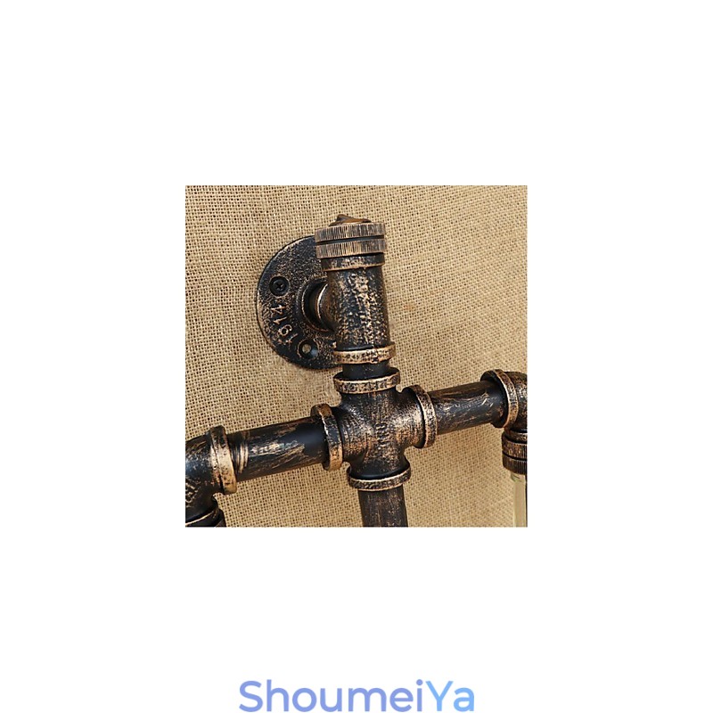 アメリカンテーマのレストランバーアイロンスイッチ付きウォーターパイプワインボトルウォールランプアンバー