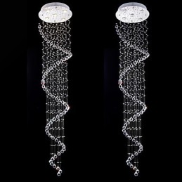 クリスタルペンダントライト シャンデリア照明 5灯 シルバー キャンポイ クリア K9 クリスタル ヘリックス 天井ランプ