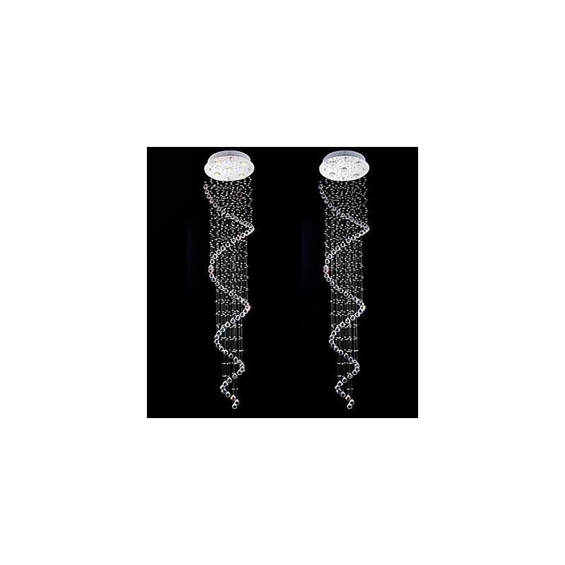 クリスタルペンダントライト シャンデリア照明 5灯 シルバー キャンポイ クリア K9 クリスタル ヘリックス 天井ランプ