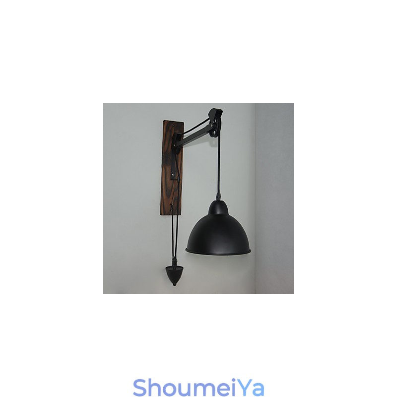 アメリカンカントリースタイルの壁ランプ レトロ クリエイティブ 木製滑車壁ランプ