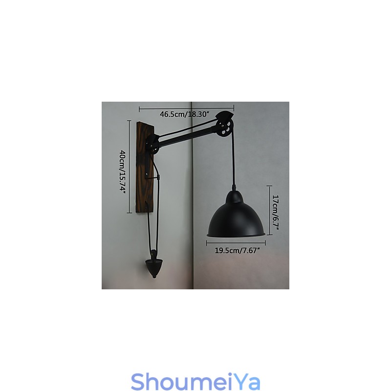 アメリカンカントリースタイルの壁ランプ レトロ クリエイティブ 木製滑車壁ランプ