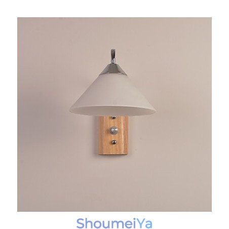 シンプルな壁掛けランプ ベッドサイドデスクランプ ガラスシェードと無垢材付き 寝室 ドレッサー リビングルーム ベビールーム 大学寮 コーヒーテーブル 本棚用